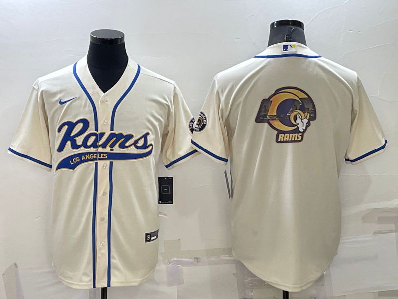 Men Los Angeles Rams Blank Cream 2022 Nike Co branded NFL Jersey1